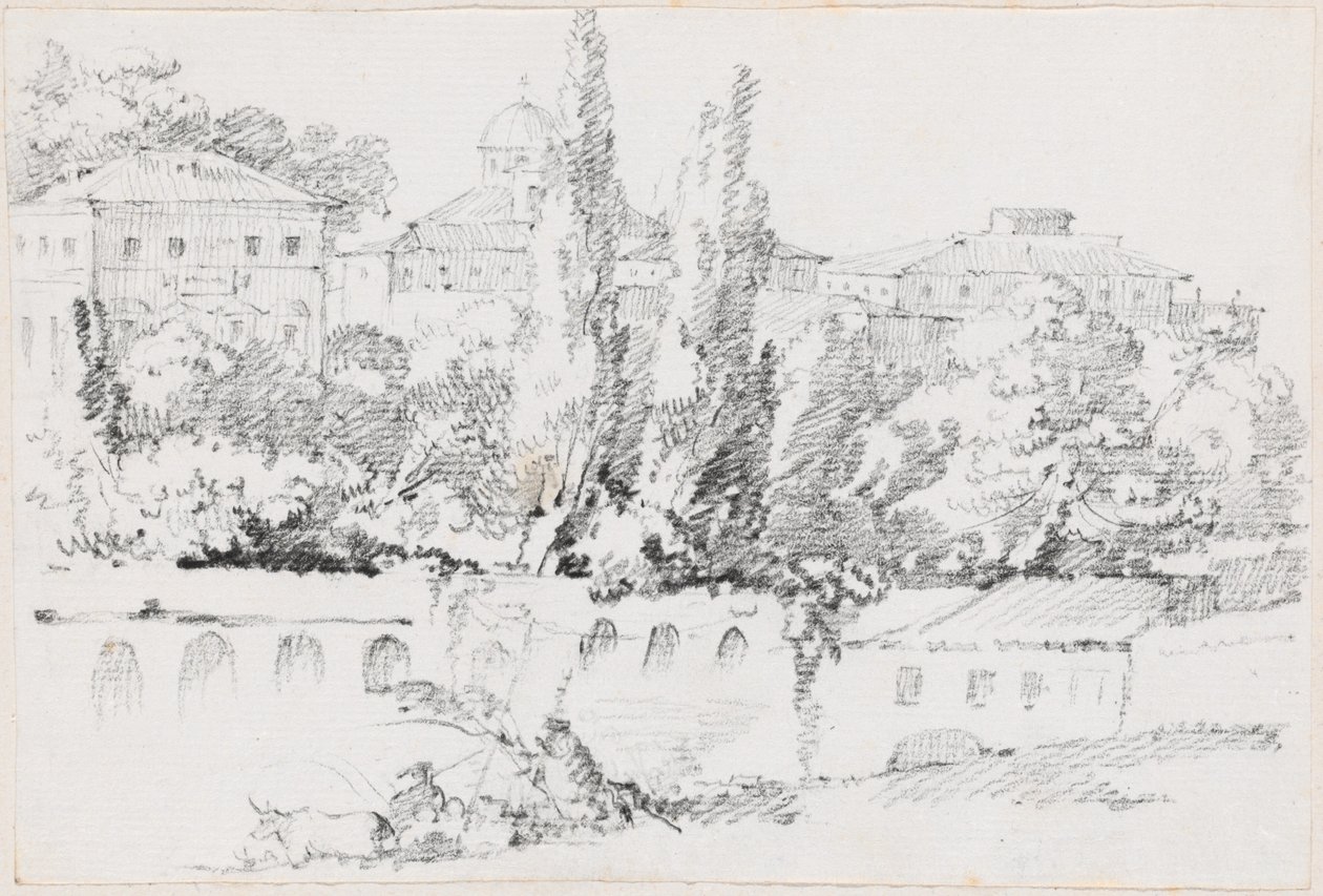 Mauern von Rom mit Santa Maria del Popolo in der Ferne von Joseph Marie Vien