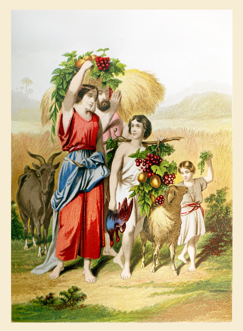 Die Erstlingsfrüchte. Illustration zum Buch Exodus. 13.19 von Joseph Martin Kronheim