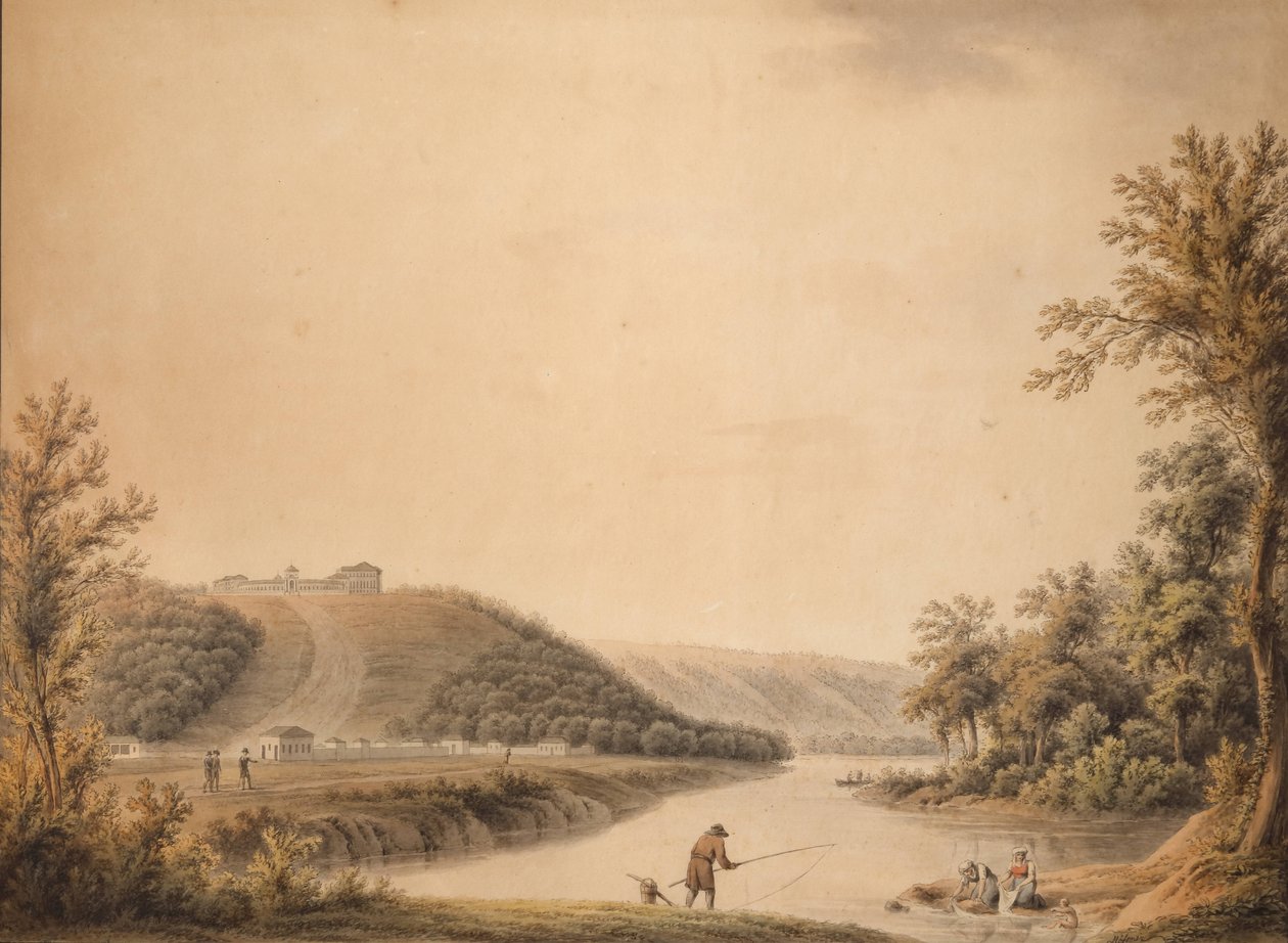 Ansicht des Palastes des Kurakin-Anwesens Nadezhdino, 1800er von Joseph Moessmer