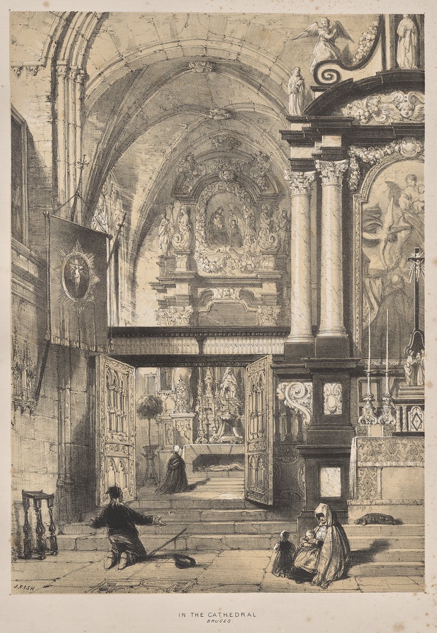 Architektur des Mittelalters: In der Kathedrale, Brügge von Joseph Nash