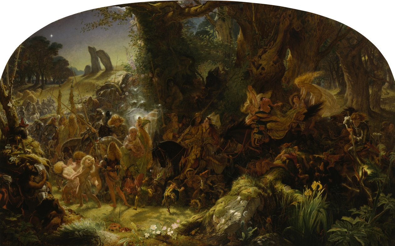 Der Feenüberfall: Entführung eines Wechselbalgs - Mittsommernacht von Joseph Noel Paton