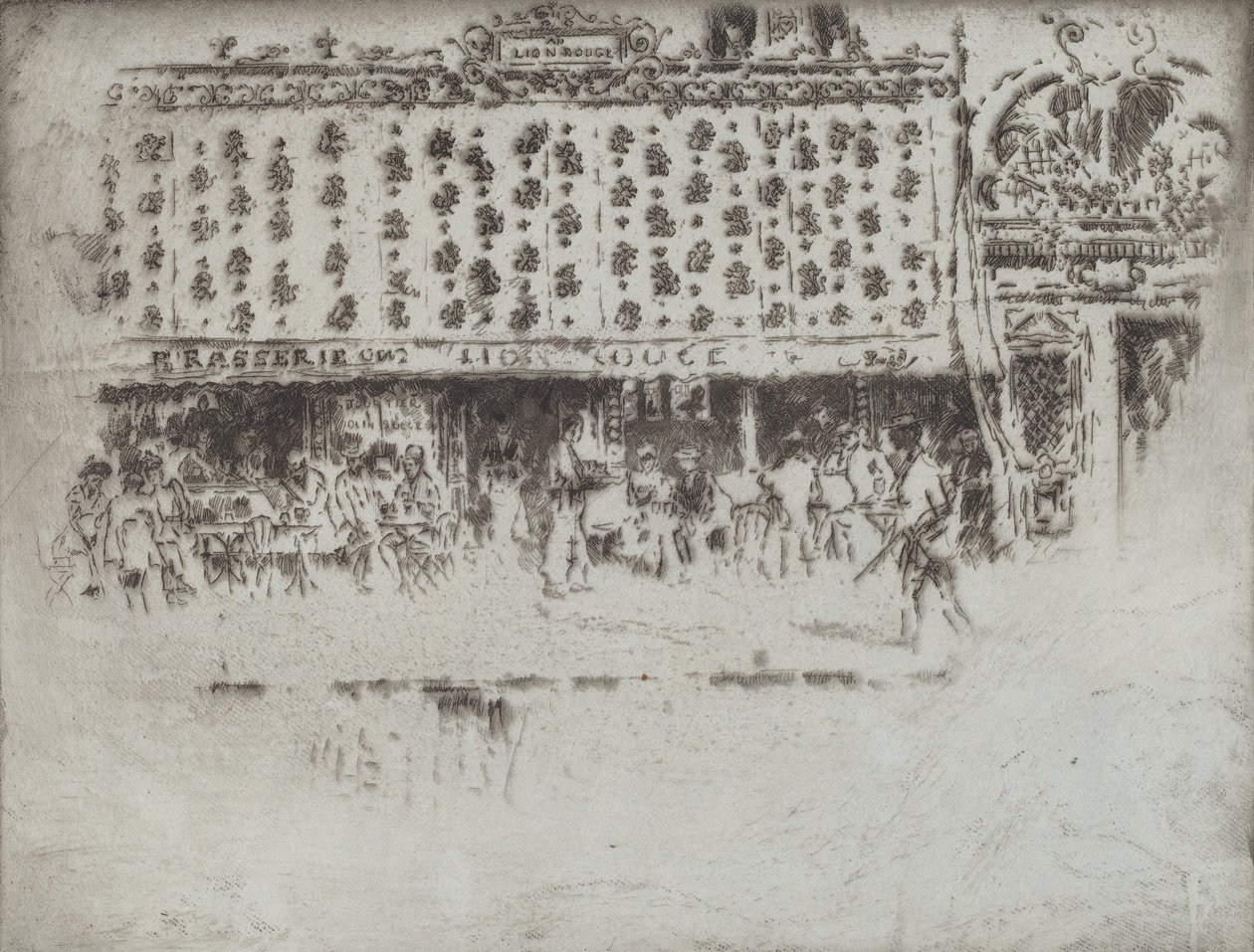 Brasserie, Au Lion Rouge, 1893 von Joseph Pennell