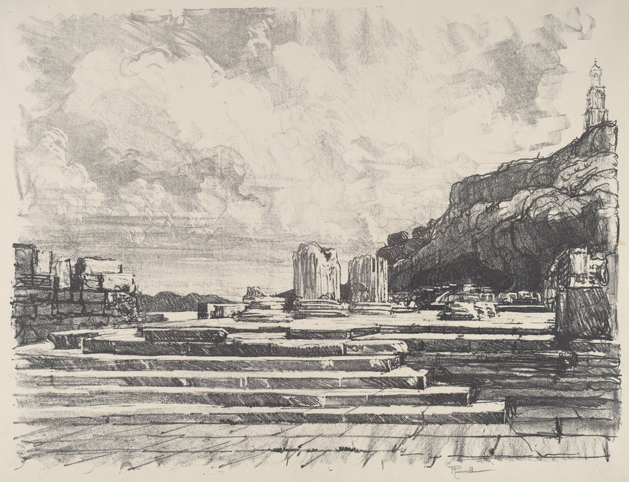 Eleusis, der Boden des Tempels, 1913 von Joseph Pennell