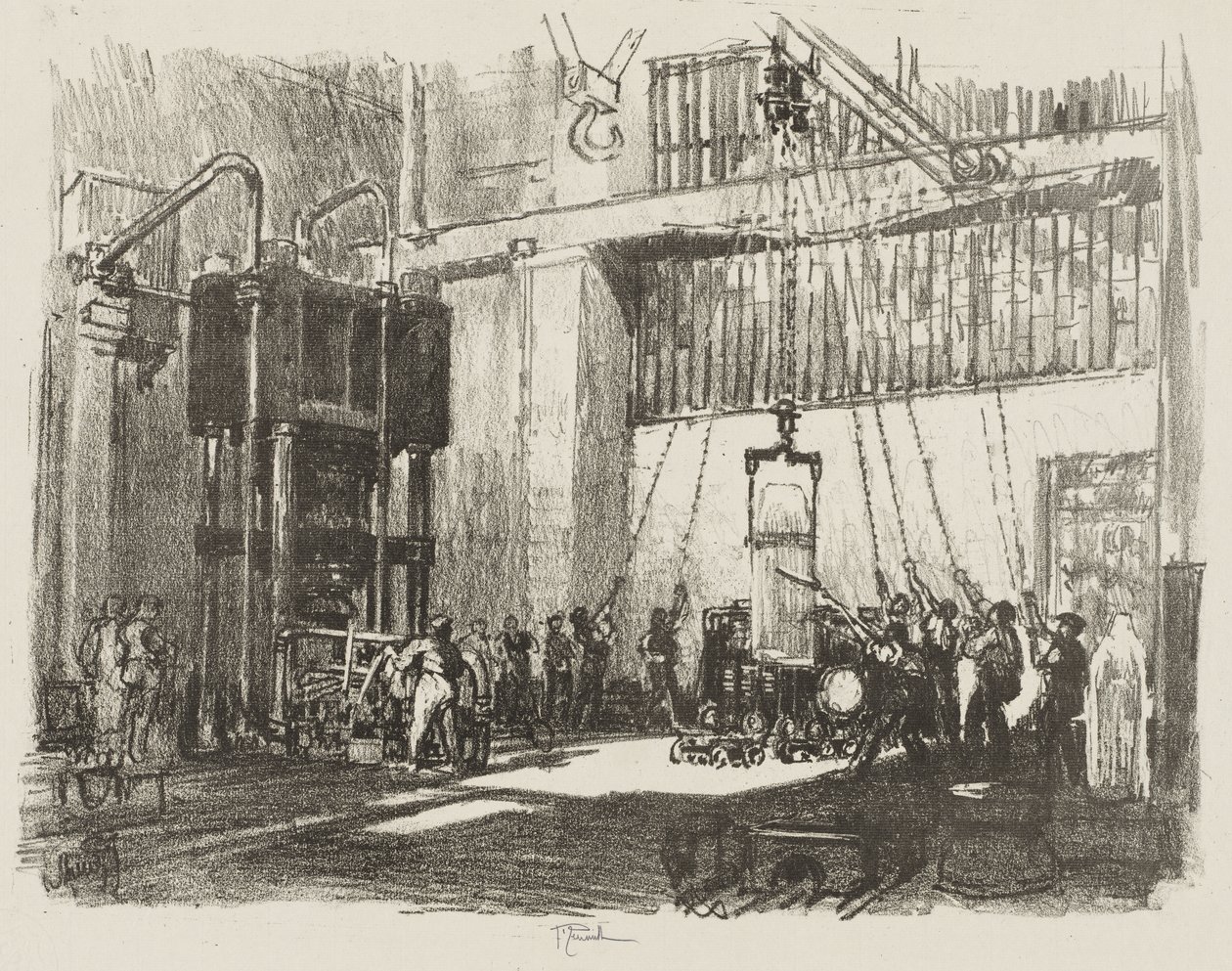 Englische Kriegsarbeit: Die große Granate abfüllen von Joseph Pennell