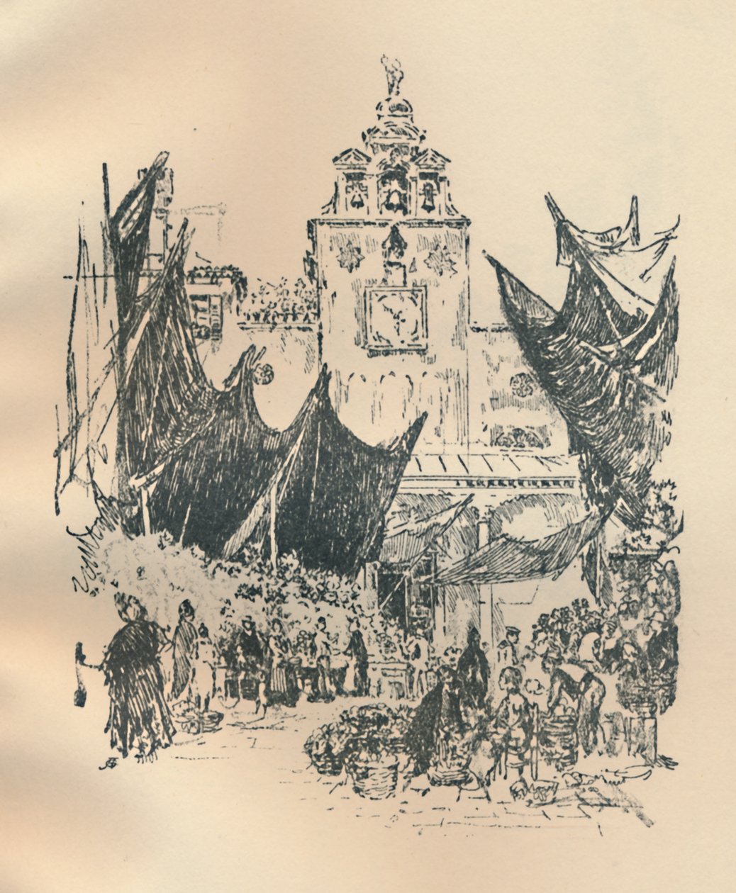 Blumenmarkt, Venedig, spätes 19. - frühes 20. Jahrhundert, 1925 von Joseph Pennell