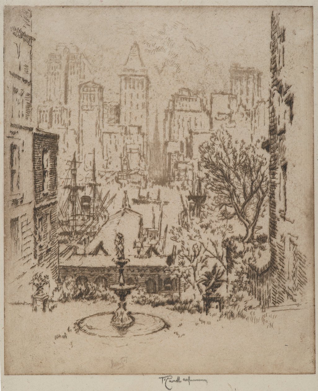 Von der Clark Street zur Wall Street, 1924 von Joseph Pennell