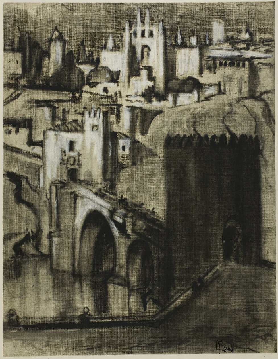 Es sind Palastgassen, die sich um den Hang terrassieren, Toledo von Joseph Pennell