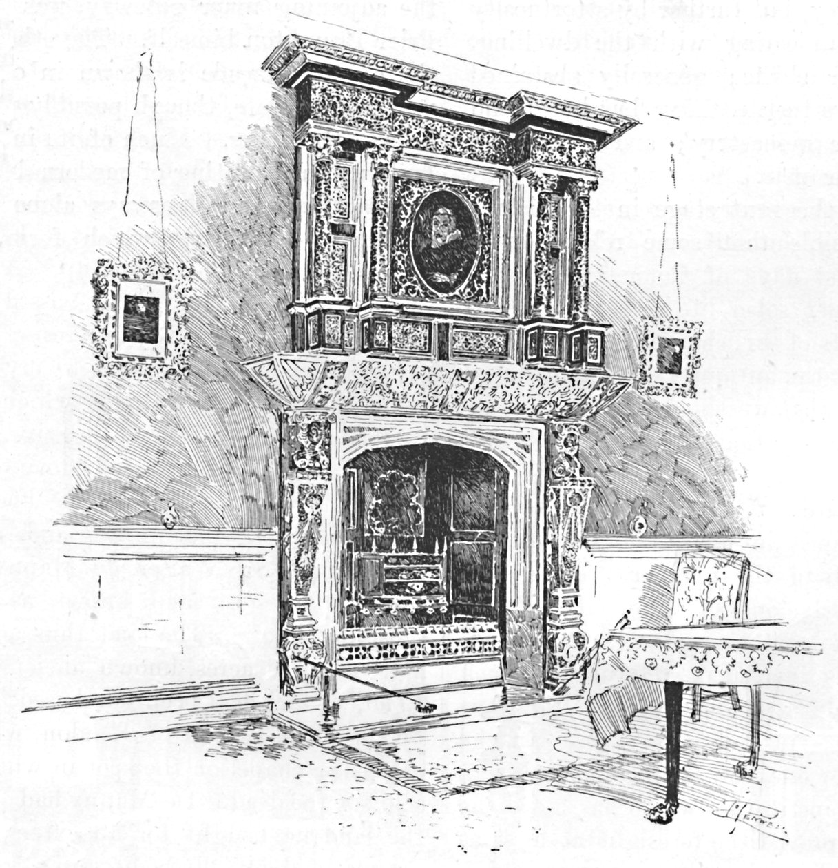 Altes Charterhouse: Kamin im Meisterhaus, 1886 von Joseph Pennell