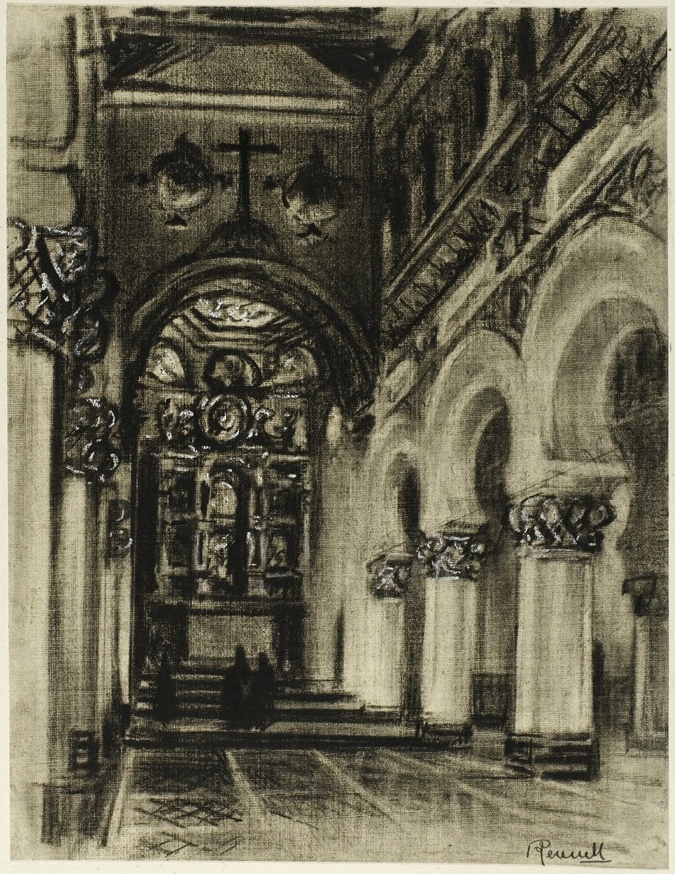 Santa Maria La Blanca, Toledo von Joseph Pennell