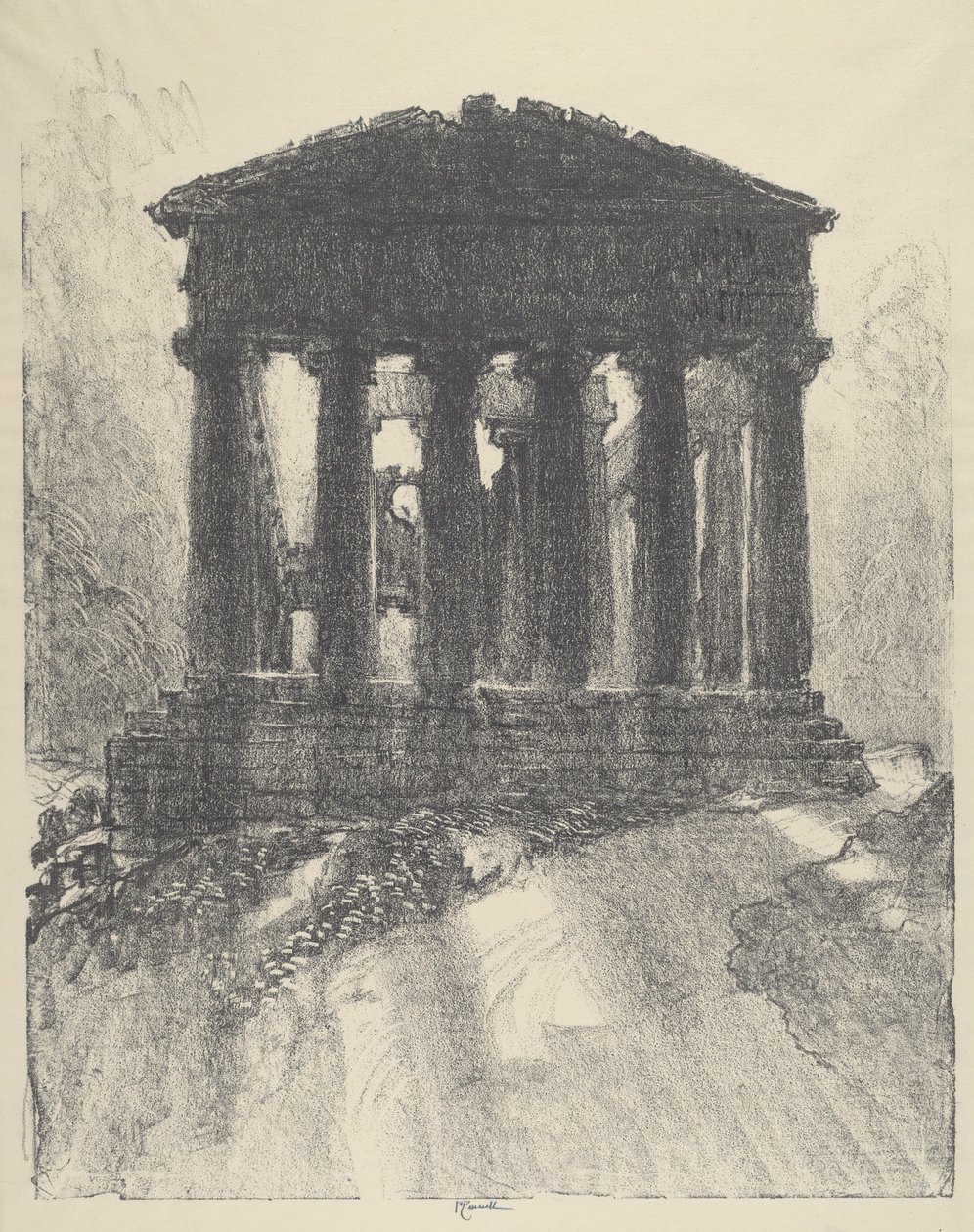 Sonnenaufgang hinter dem Tempel der Concordia, Girgenti von Joseph Pennell