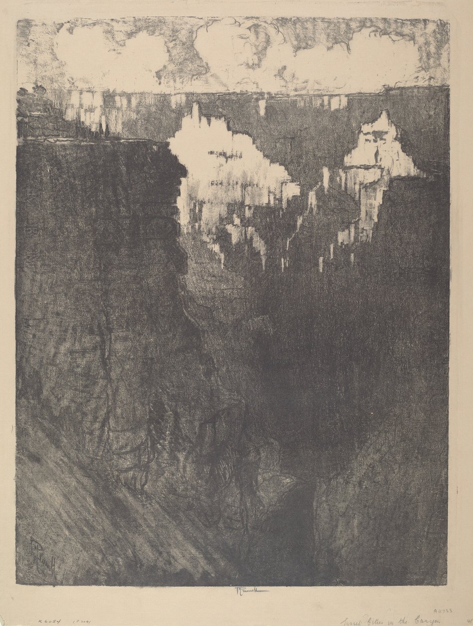 Sonnenuntergangsstädte im Canyon von Joseph Pennell