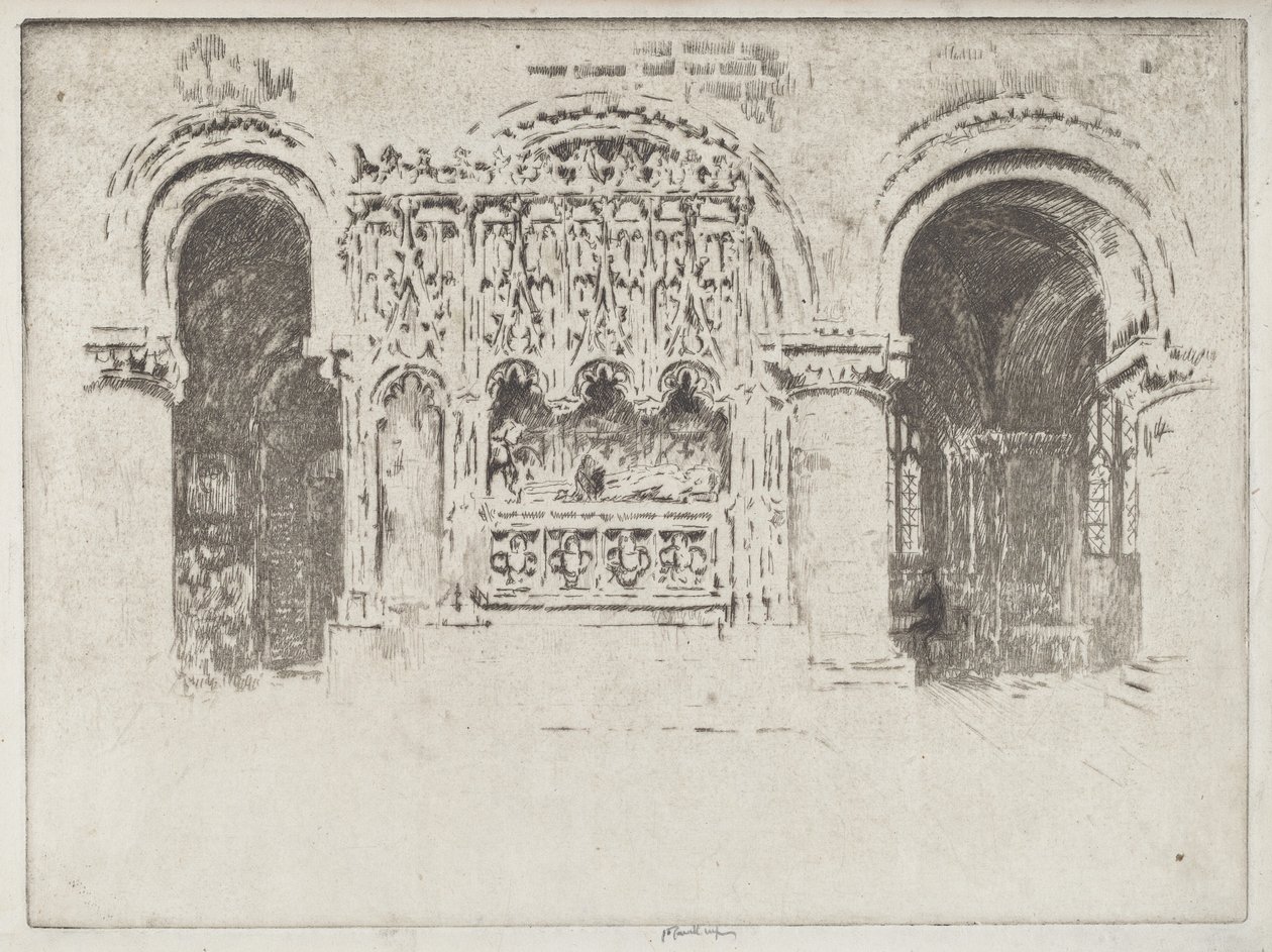 Das Grab des Gründers, Kirche von Saint Bartholomew the Great von Joseph Pennell