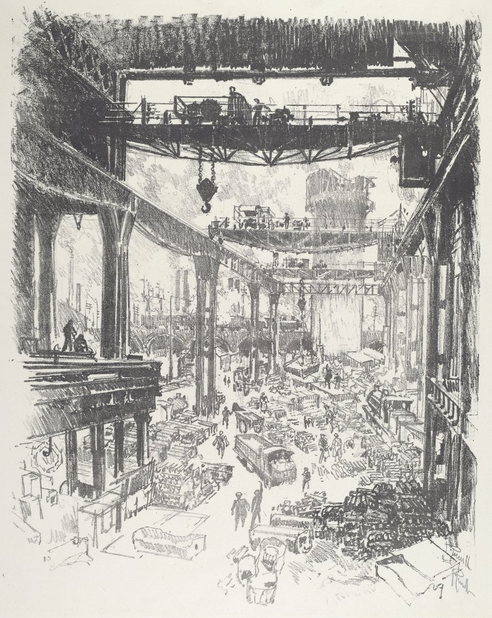 Der große Turm: Roheisen, 1916 von Joseph Pennell