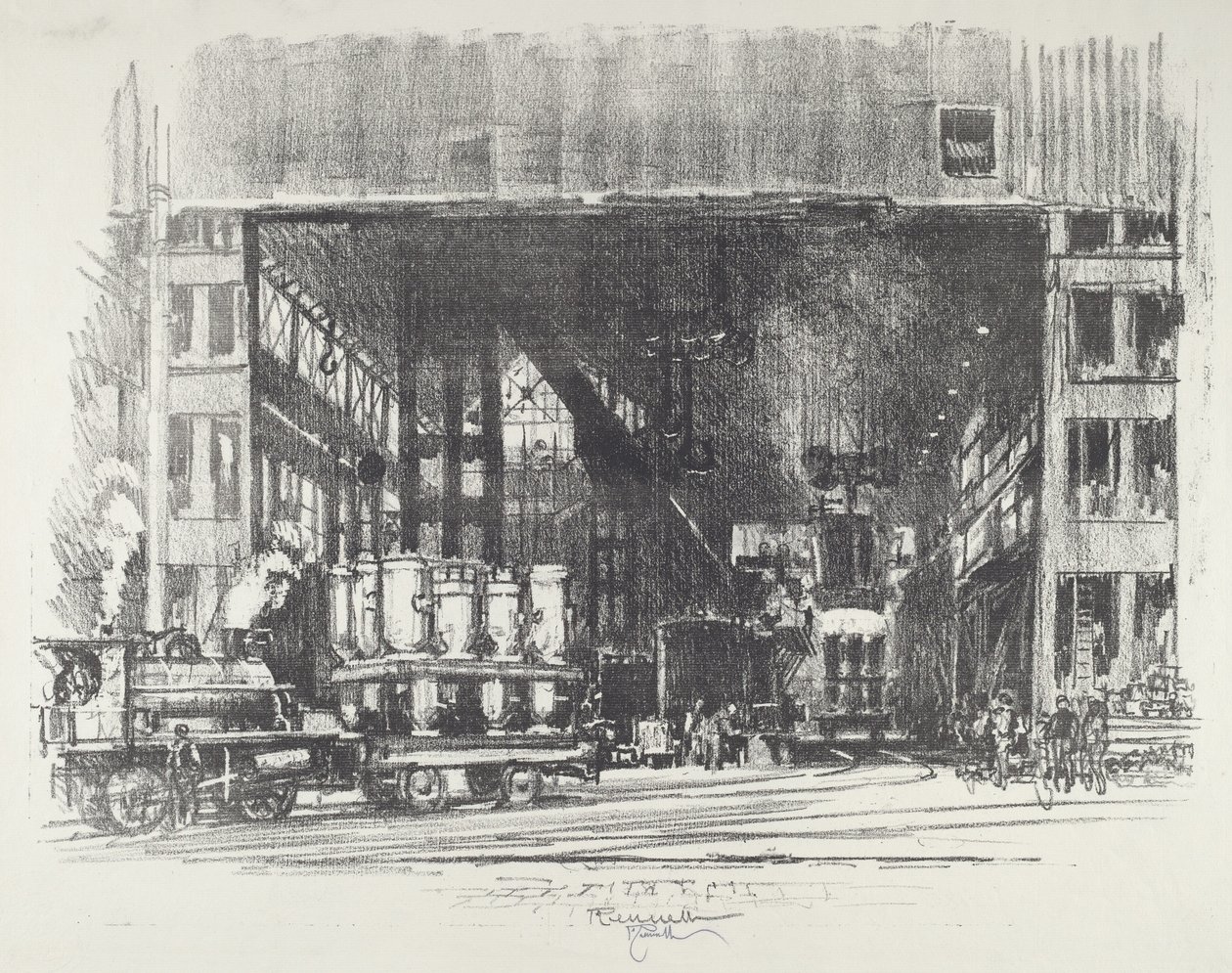 Die Urnen, Große Granaten gießen von Joseph Pennell