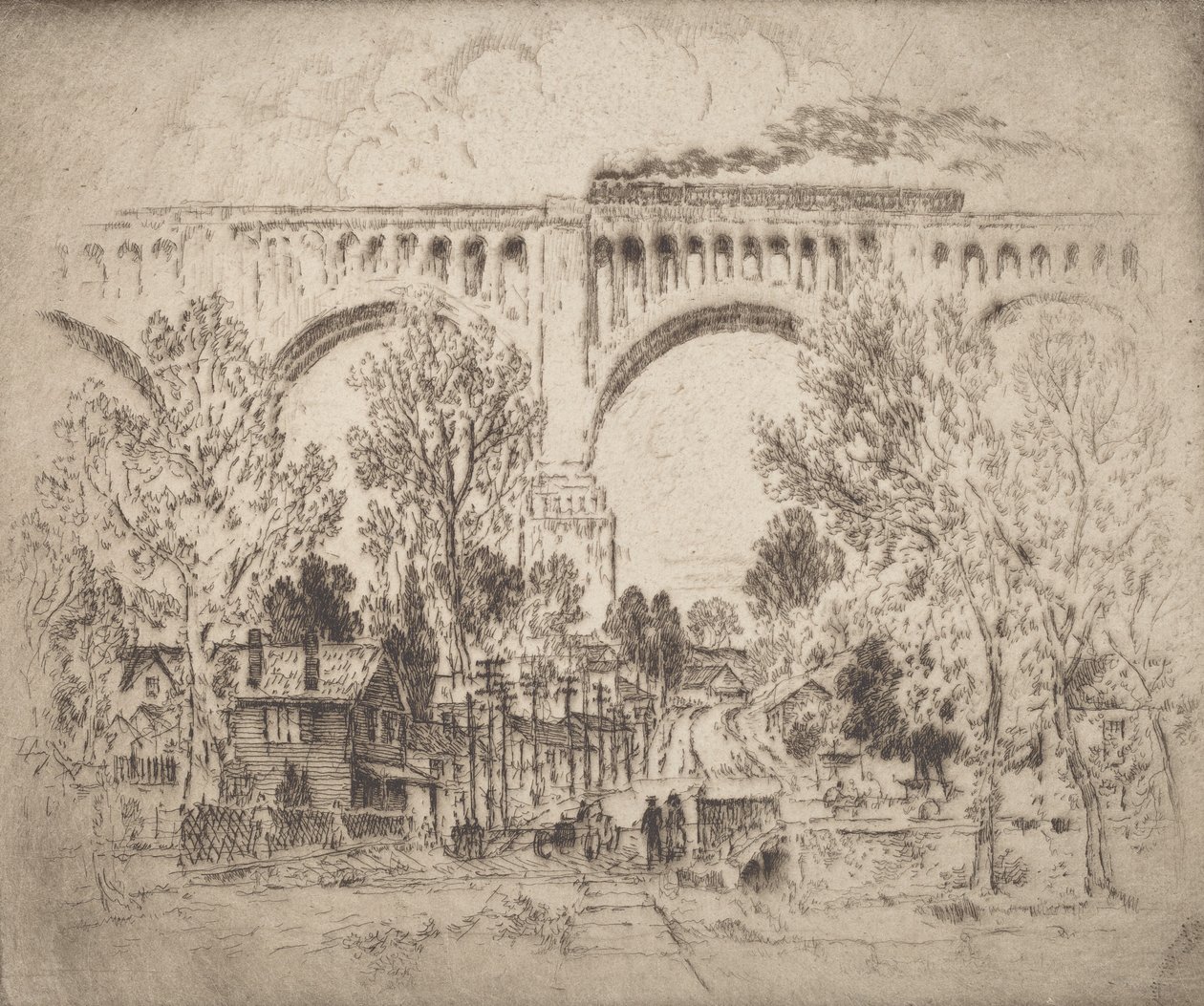 Das Viadukt, D., L. & W. in Nicholson, Pa. von Joseph Pennell