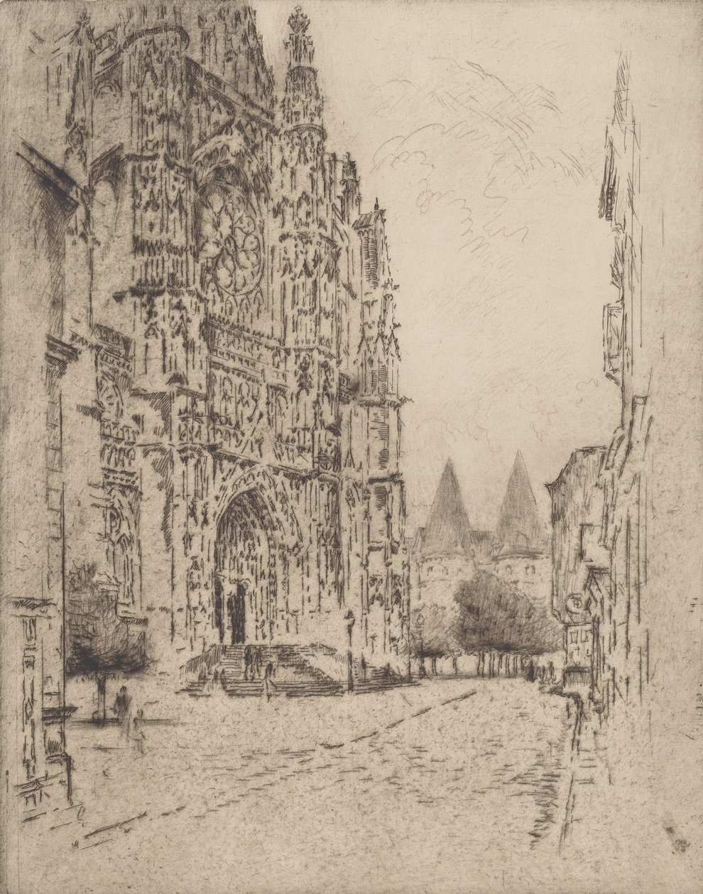 Türme des Bischofspalastes, Beauvais, 1907 von Joseph Pennell