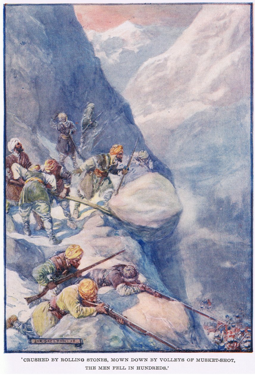 Zerquetscht von rollenden Steinen, niedergemäht von Musketenschüssen, fielen die Männer zu Hunderten von Joseph Ratcliffe Skelton