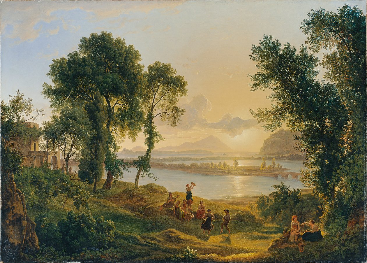 Sonnenuntergang über den Campi Flegrei gegen die Inseln Procida und Ischia von Joseph Rebell