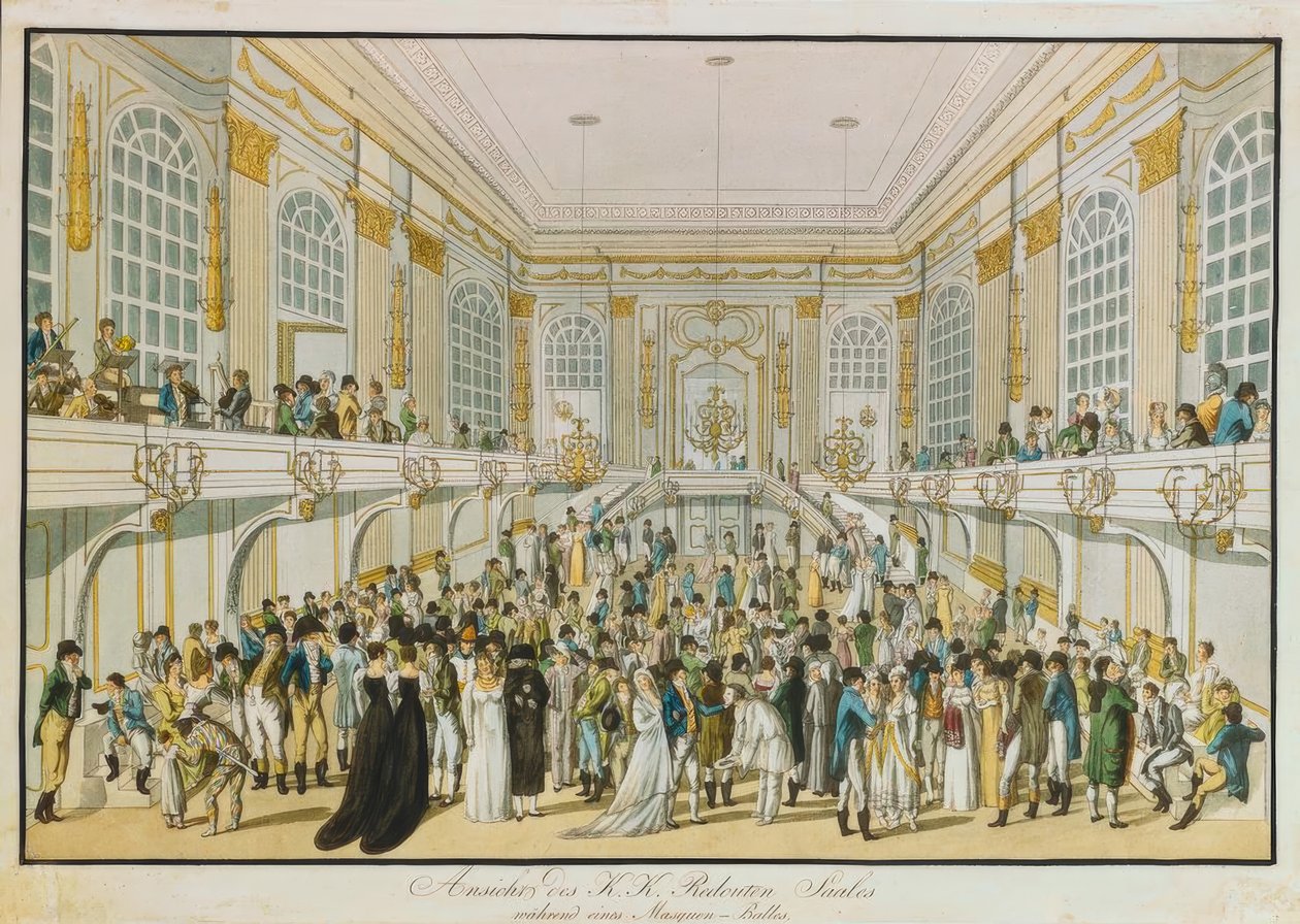 Ansicht des K. u. K. Redoutensaales während eines Maskenballes von Joseph Schütz