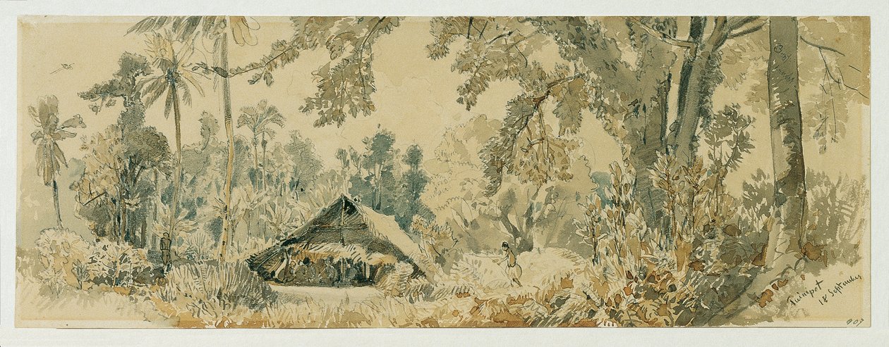 Eingeborenenhütte auf der Insel Puinipet (Ponape), Caroline Islands von Joseph Selleny