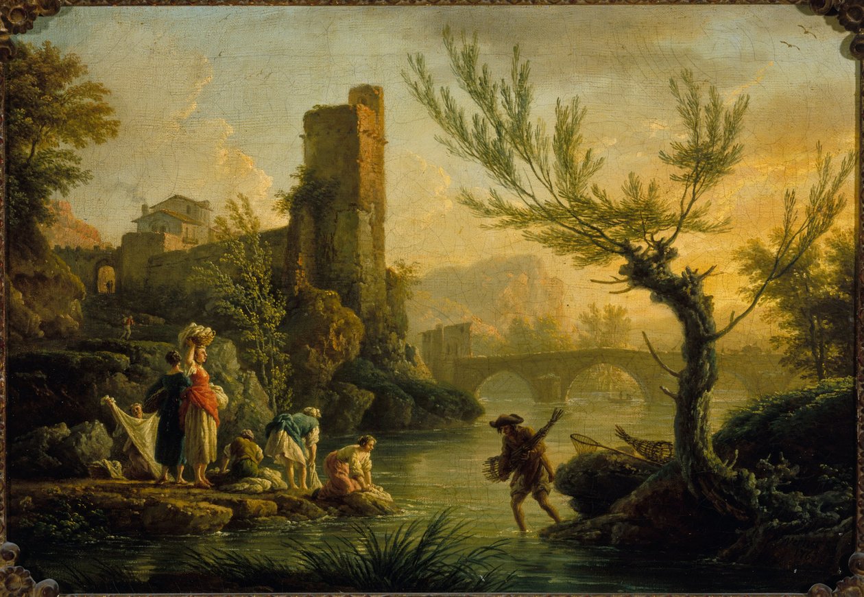 Landschaft mit Wäscherinnen, 1763 von Joseph Vernet
