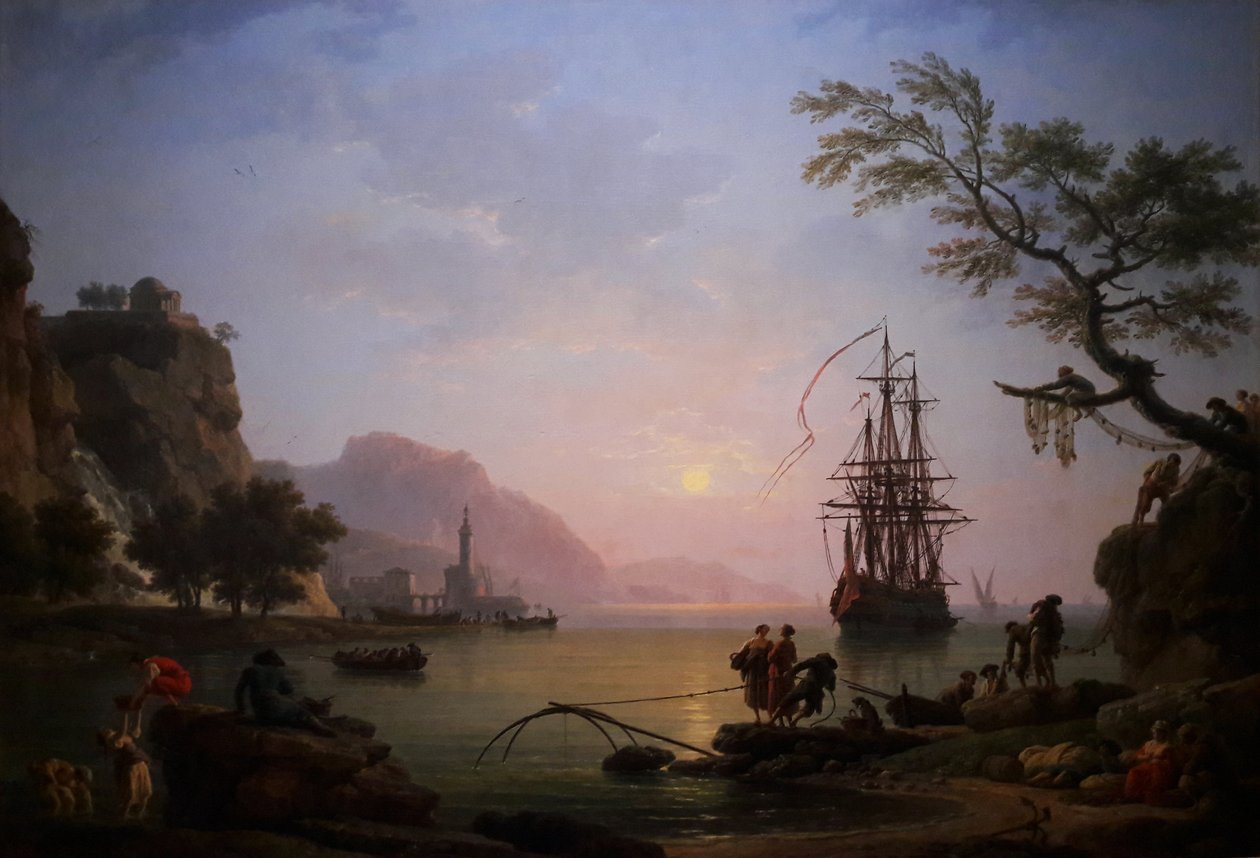 Ansicht eines Hafens am Morgen (Der Morgen) von Claude Joseph Vernet