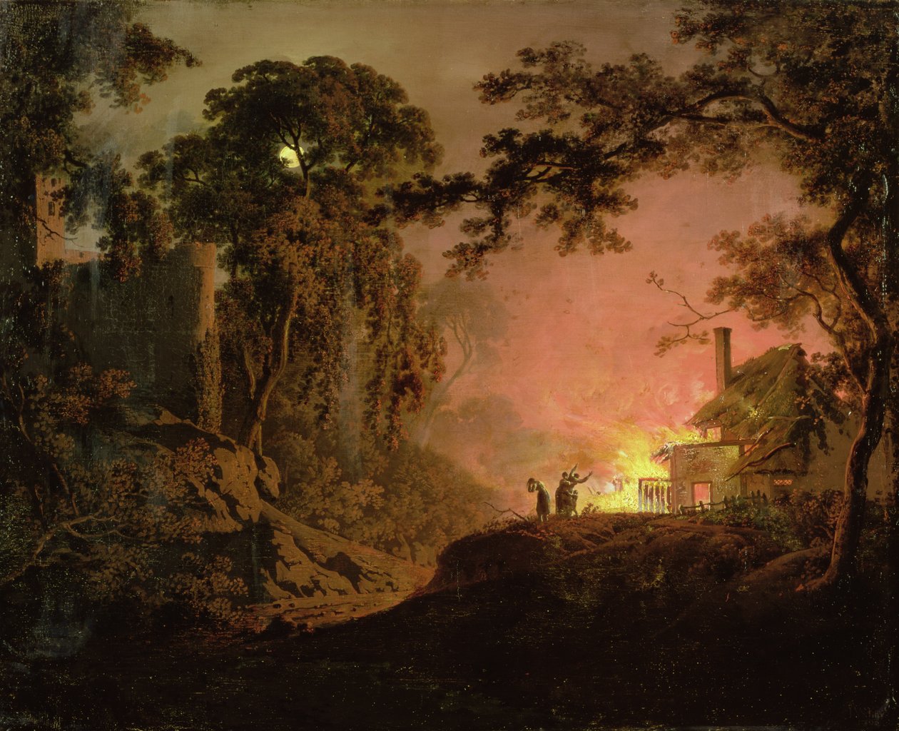 Brennendes Cottage von Joseph Wright of Derby