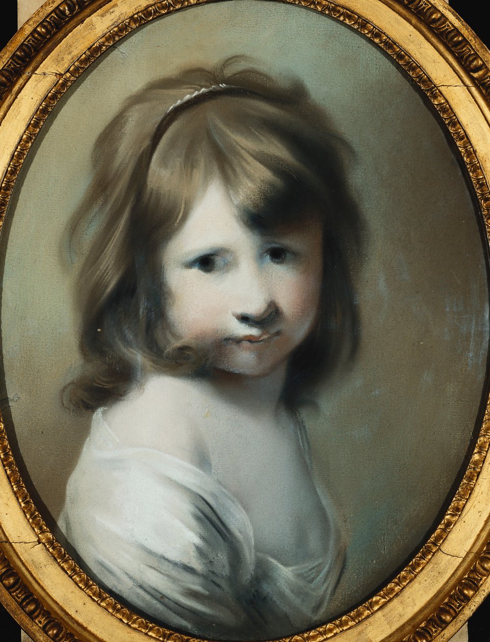 Porträt von Harriet Wright, der Tochter des Künstlers, als Kind, Brustlänge, über die rechte Schulter blickend von Joseph Wright of Derby