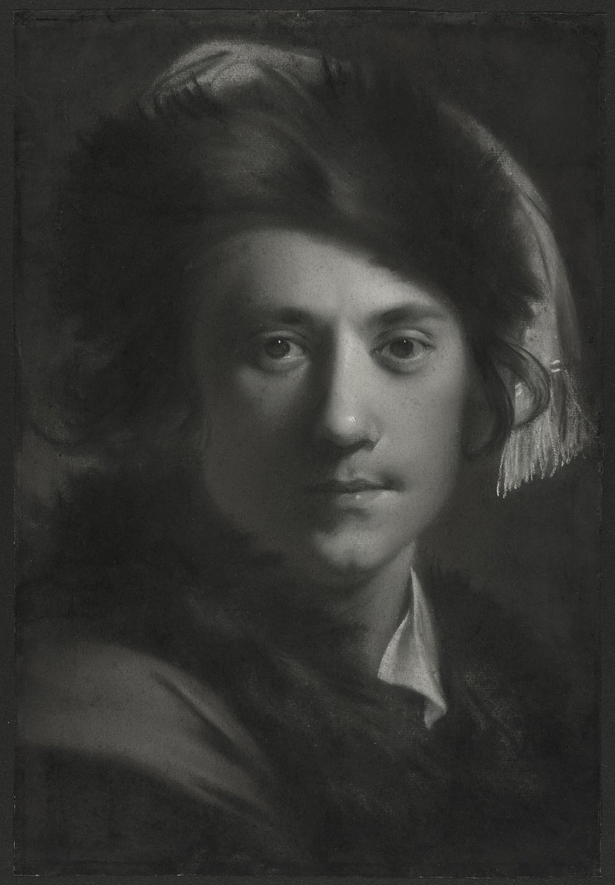 Selbstporträt mit Pelzmütze von Joseph Wright of Derby