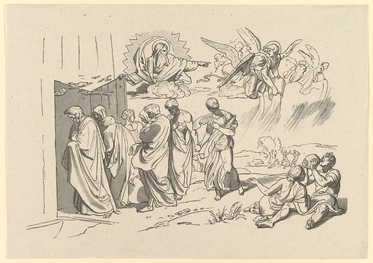 Gott ruft Noah und seine Familie in die Arche, 1827 von Joseph von Fuhrich
