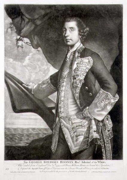 Porträt von Sir George Brydges Rodney (1719-92) Admiral der Weißen Flotte, graviert von William Dickinson (1746-1823) veröffentlicht von Carington Bowles (fl.1744-93) von Joshua (after) Reynolds