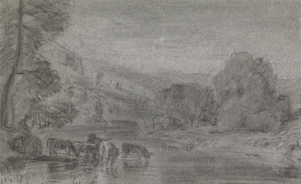 Landschaft mit Vieh am Wasser von Joshua Cristall