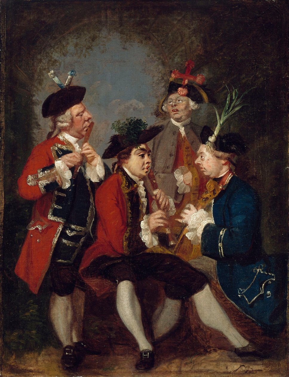 Karikatur von Sir Thomas Kennedy, James Caulfield, Viscount Charlemont, der ehrenwerte John Ward und Richard Phelps von Joshua Reynolds