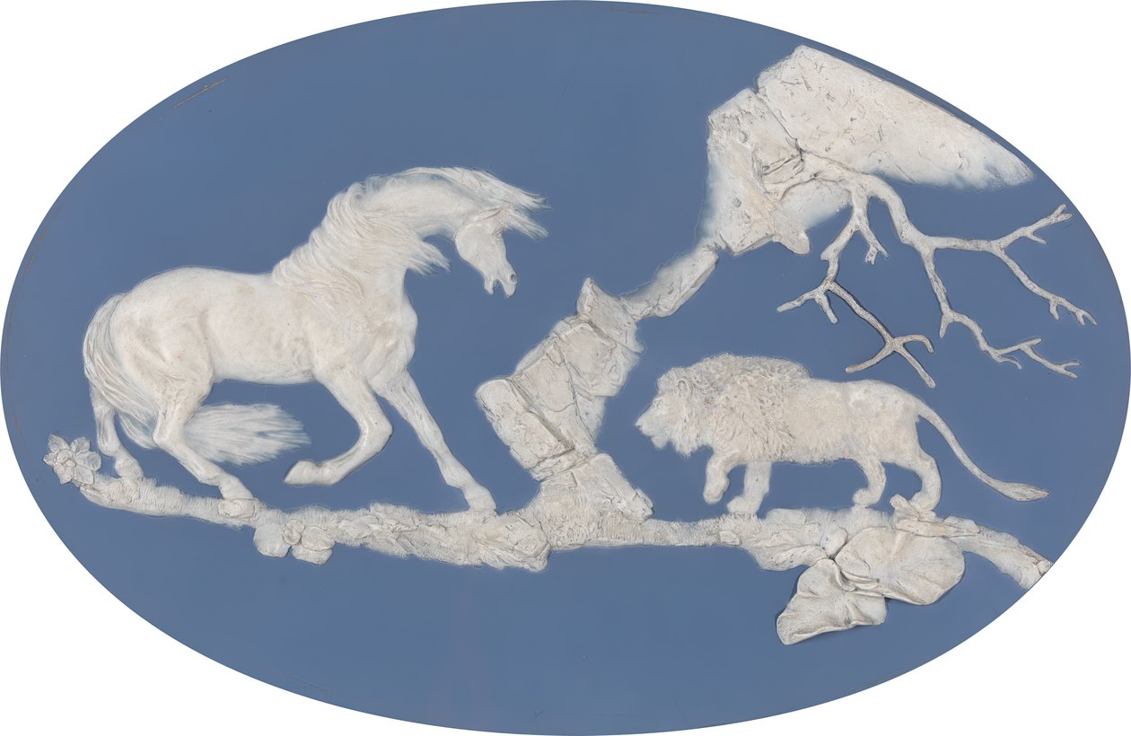 Pferd erschreckt durch einen Löwen Episode A, modelliert 1780 von Josiah Wedgwood