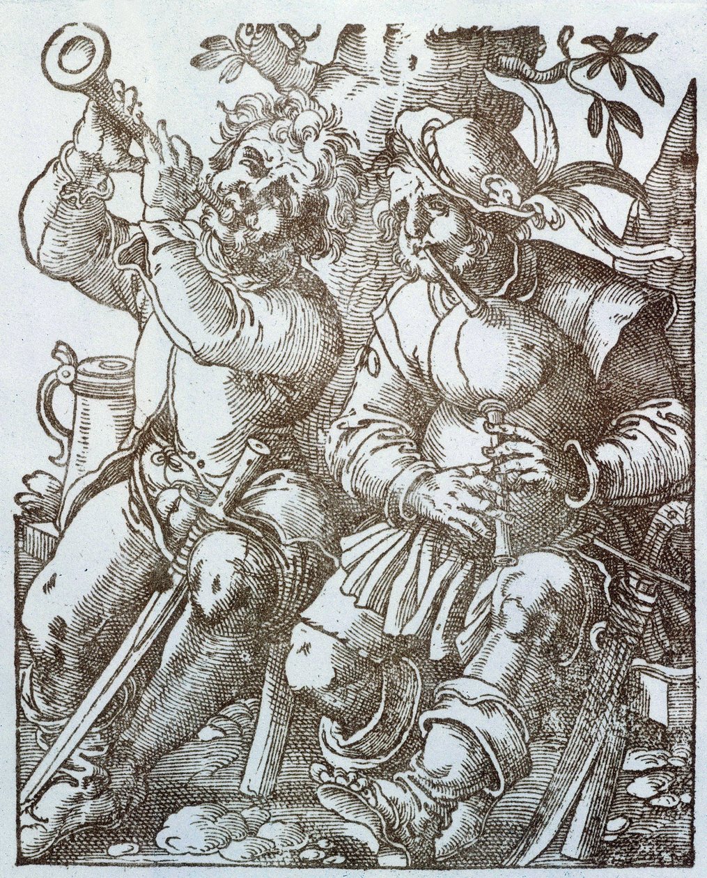 Flöten- und Dudelsackspieler im Mittelalter von Jost (after) Amman