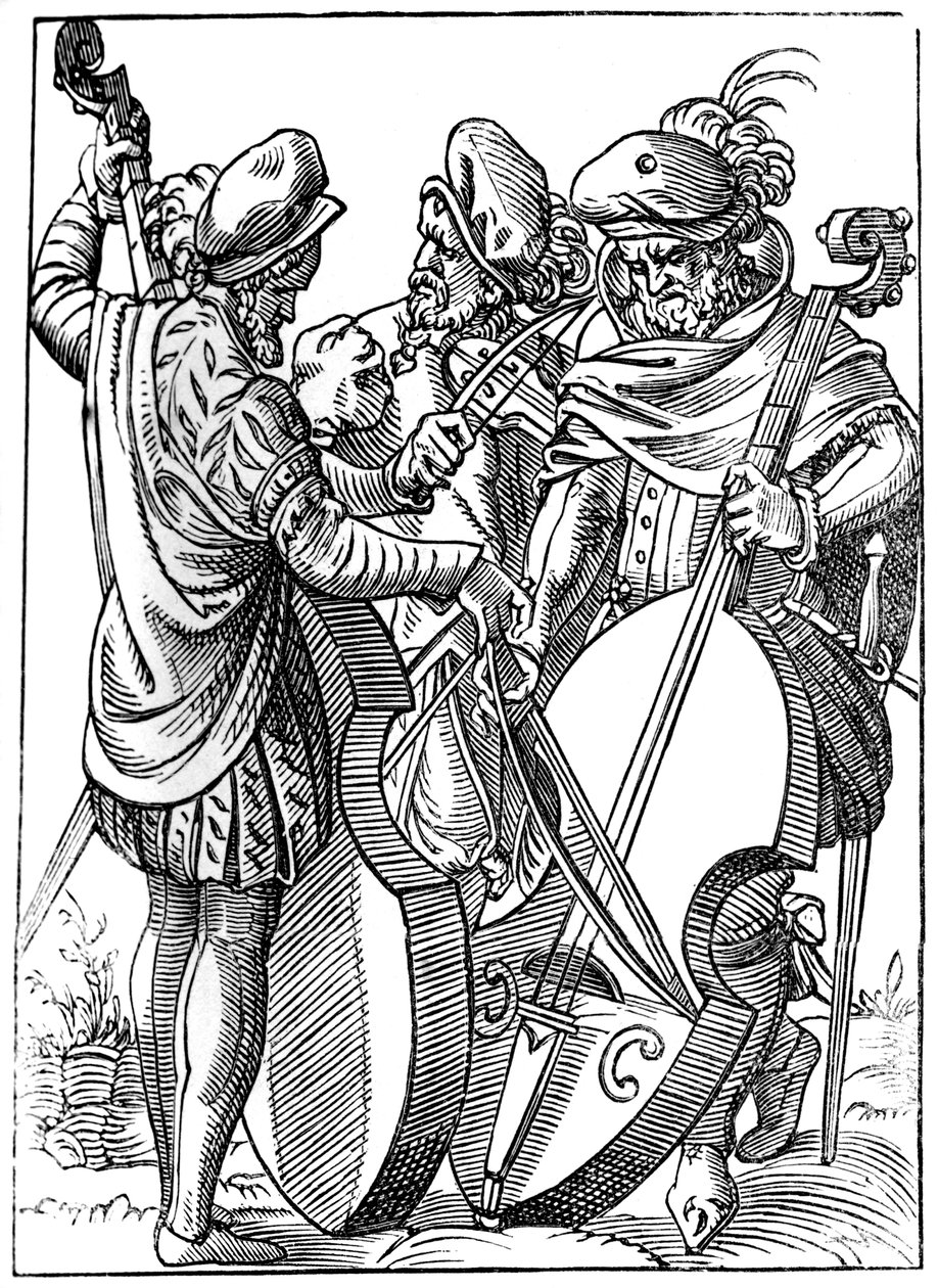 Ein Geiger und zwei Cellisten, 16. Jahrhundert, 1849 von Jost Amman