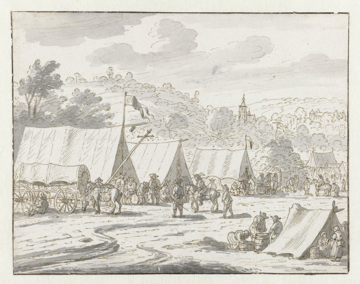 Ansicht eines Lagers der Armee von Wilhelm III. nahe Lembeek, Flämisch-Brabant von Josua de Grave