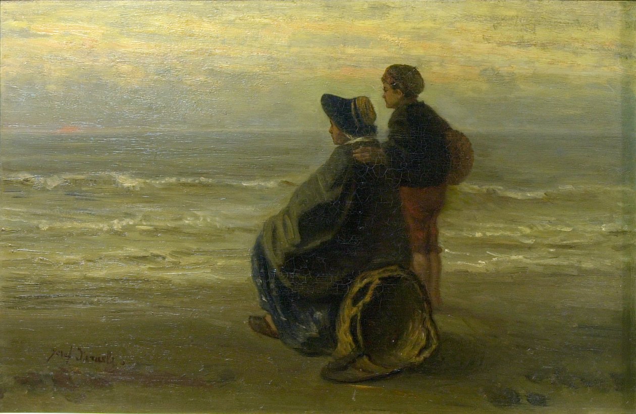 Mutter und Kind an einem Meeresufer von Jozef Israëls