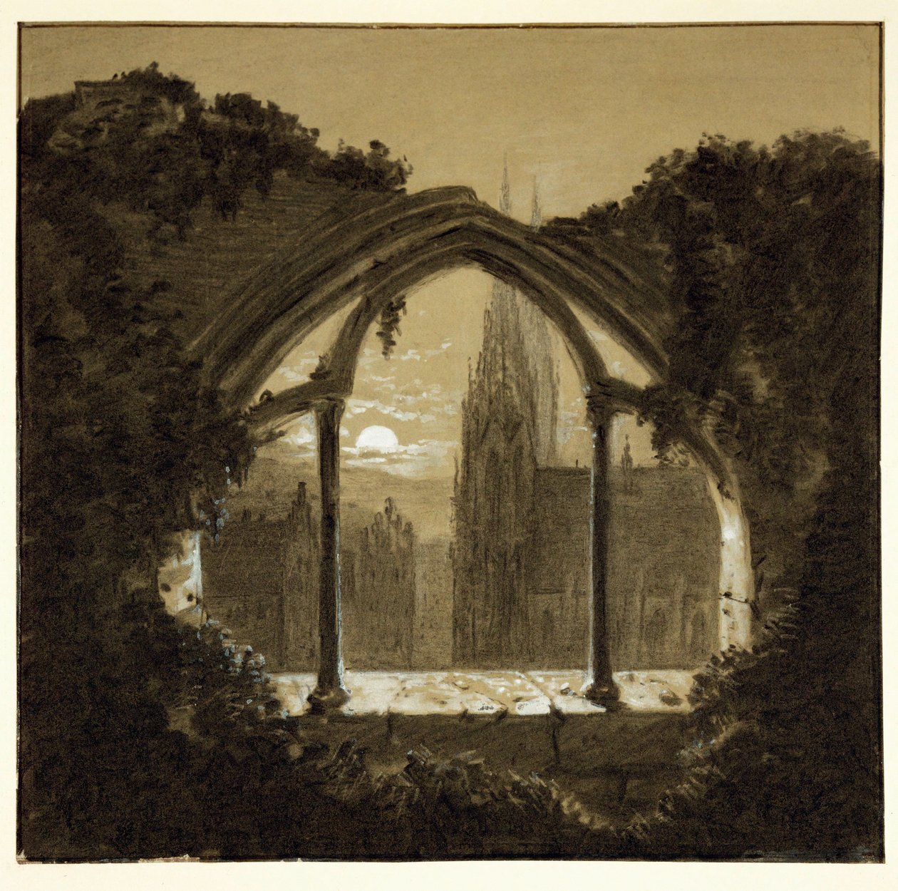 Gotische Kathedrale durch Ruinen einer Burg gesehen von Józef Mehoffer