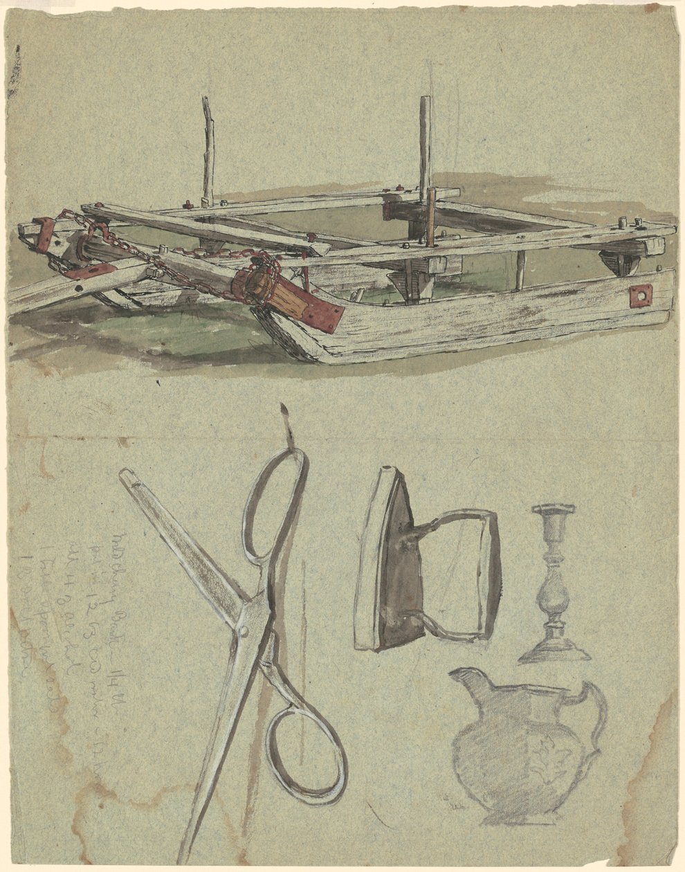 Studien eines Schlittens und verschiedener Haushaltsgegenstände von Jr. Enoch Wood Perry