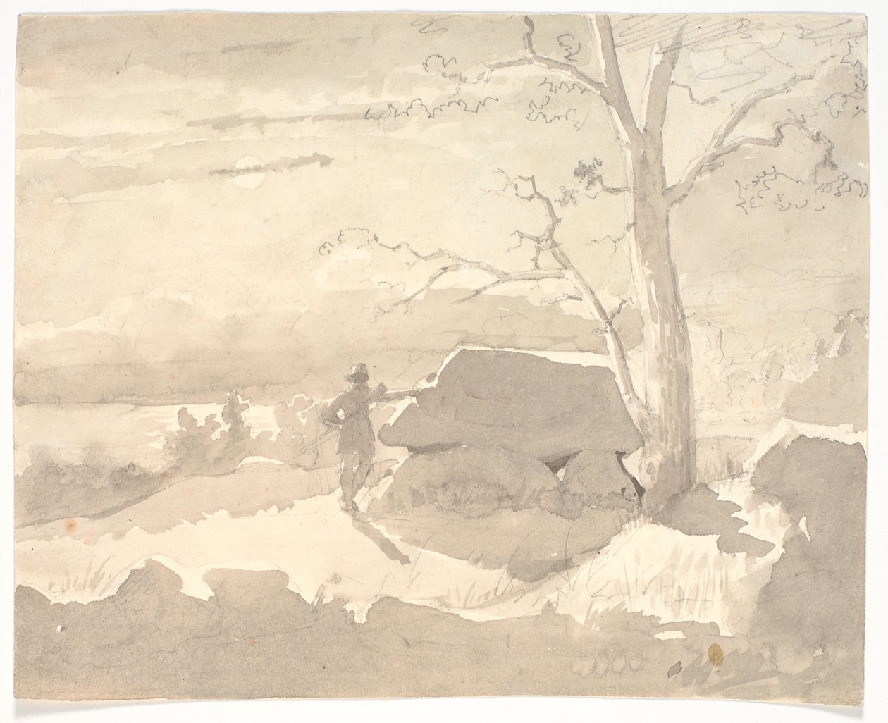 Landschaft im Mondlicht. Ein Jäger neben einem Dolmen von Jørgen Roed