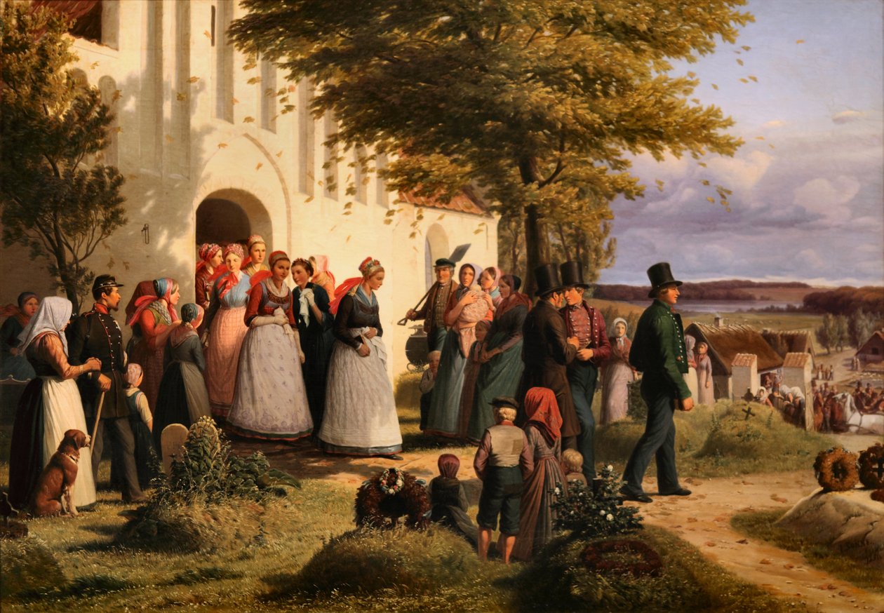 Hochzeitszug aus dem nördlichen Seeland, wo der heimgekehrte Soldat seine Verlobte als Braut eines anderen findet von Jørgen Sonne