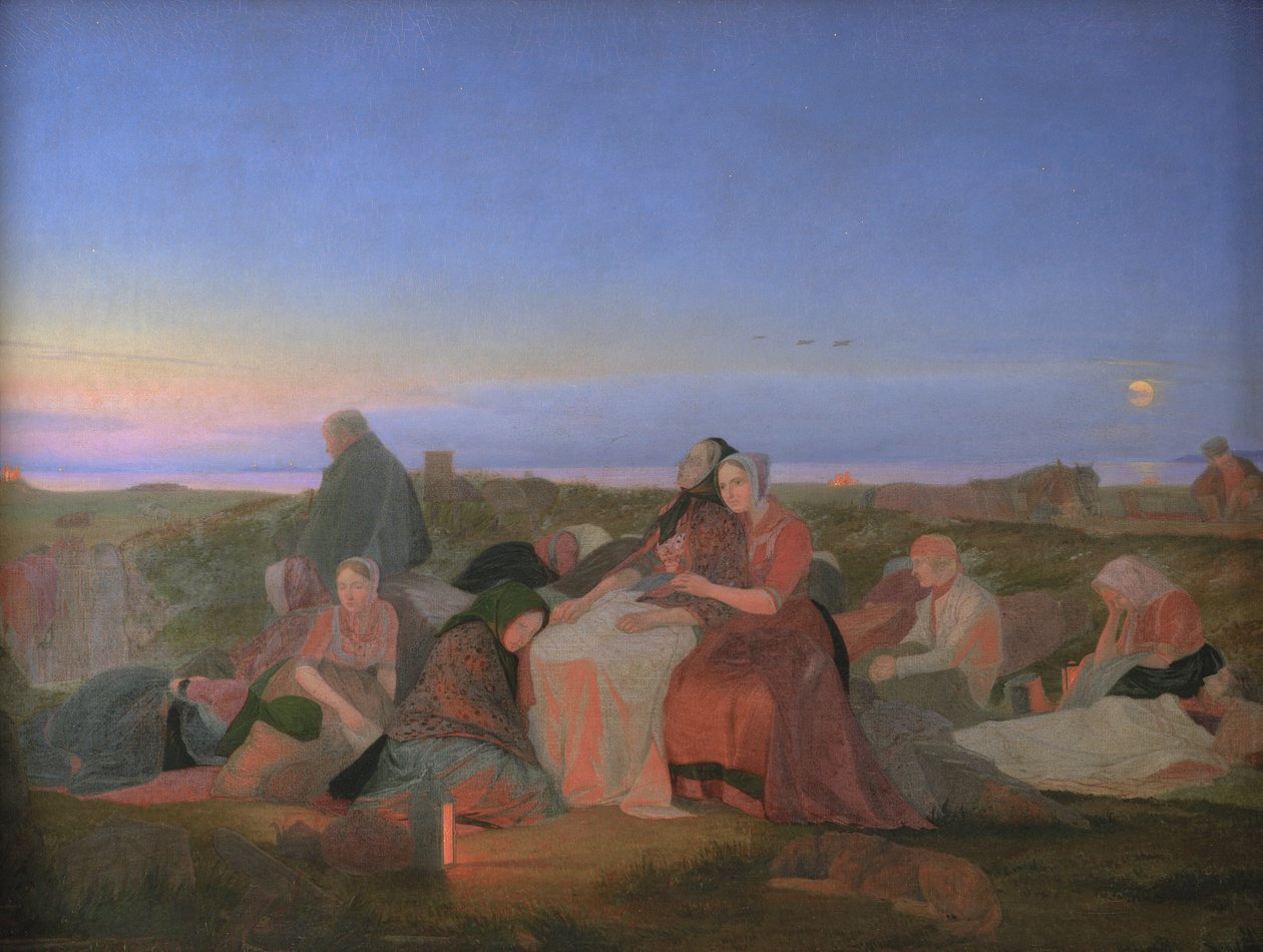 Mittsommernacht. Kranke Menschen schlafen auf dem Grab von St. Helena in Tisvilde von Jørgen V. Sonne