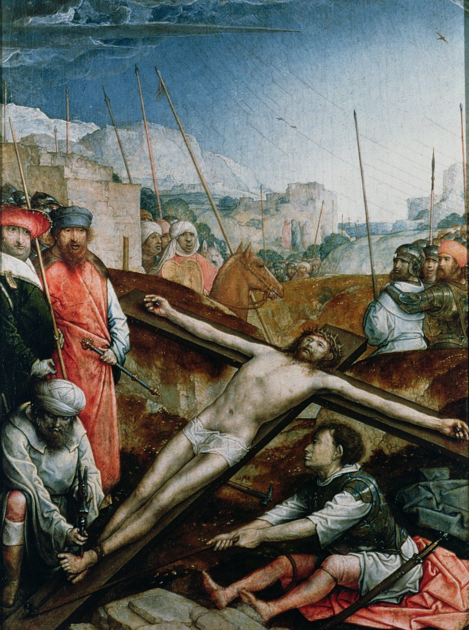 Christus am Kreuz erhöht, 1496-1504 von Juan de Flandes