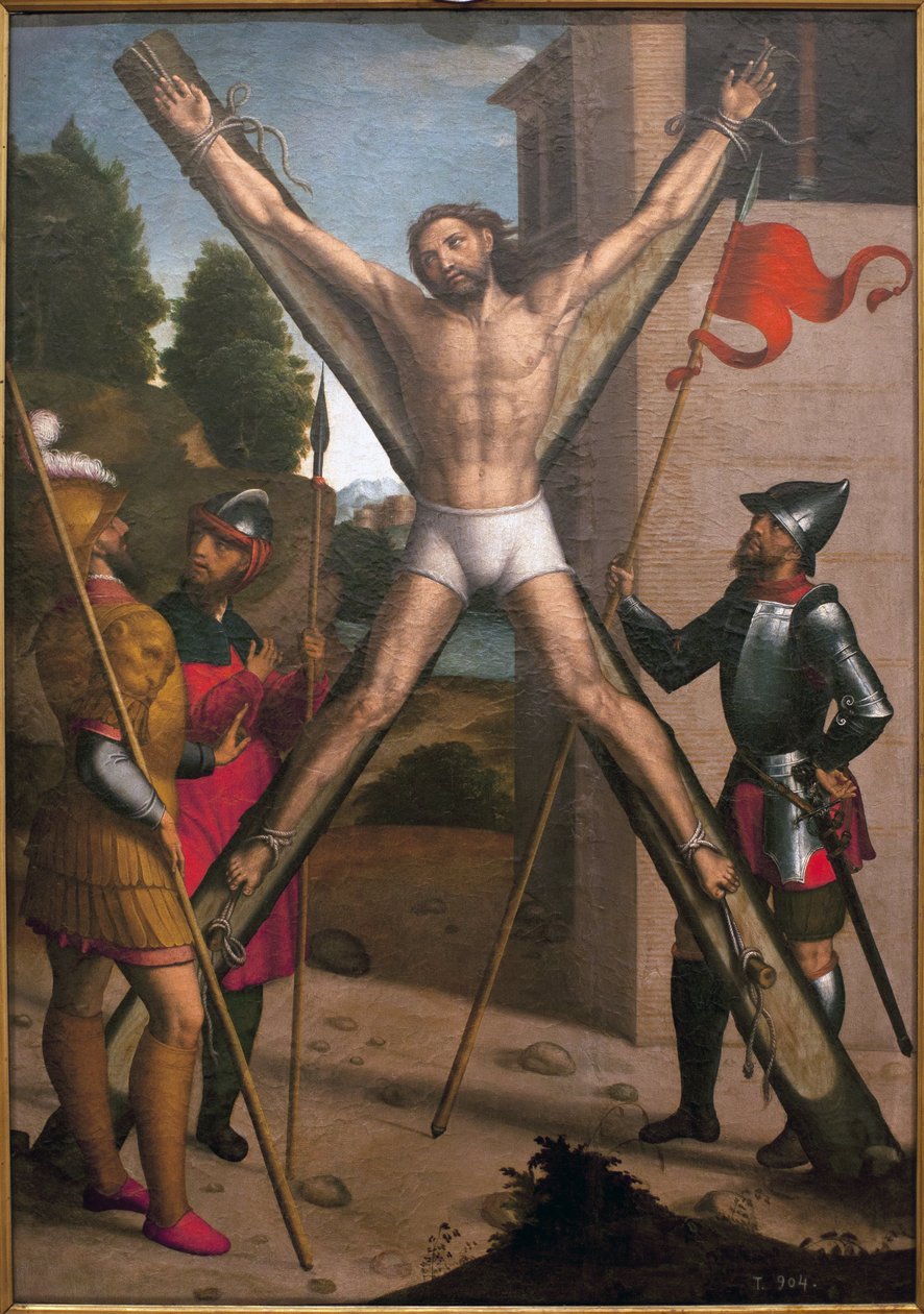 Das Martyrium des heiligen Andreas. Gemälde von Juan Correa de Vivar (ca. 1510-1566) von Juan Correa de Vivar