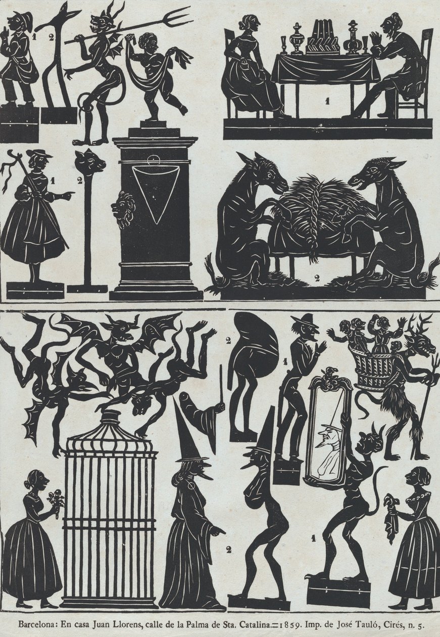 Blatt 11 von Figuren für chinesische Schattenspiele, 1859 von Juan Llorens