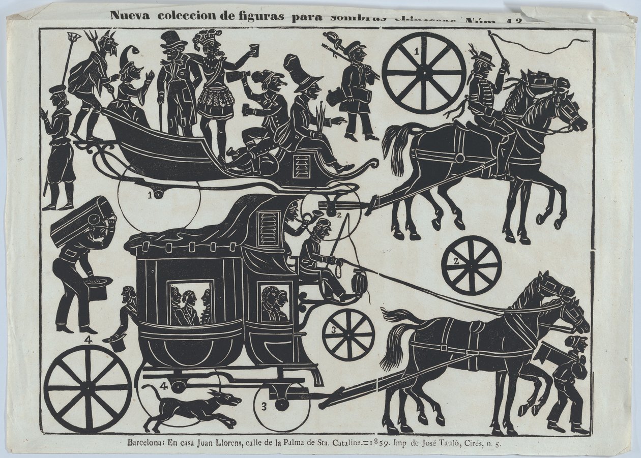 Blatt 13 von Figuren für chinesische Schattenspiele, 1859 von Juan Llorens