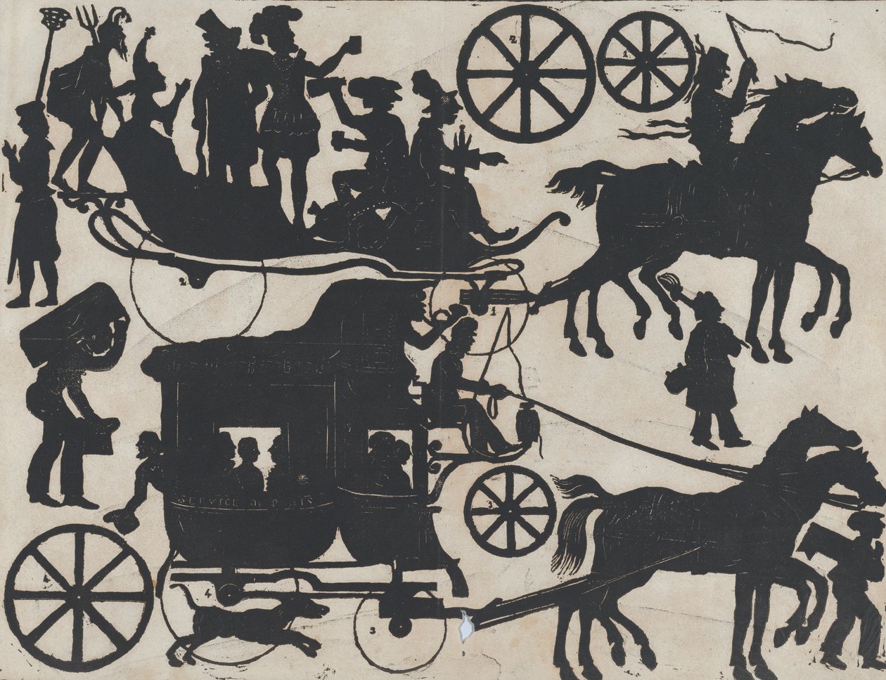 Blatt 5 von Figuren für chinesische Schattenspiele, ca. 1850-70 von Juan Llorens