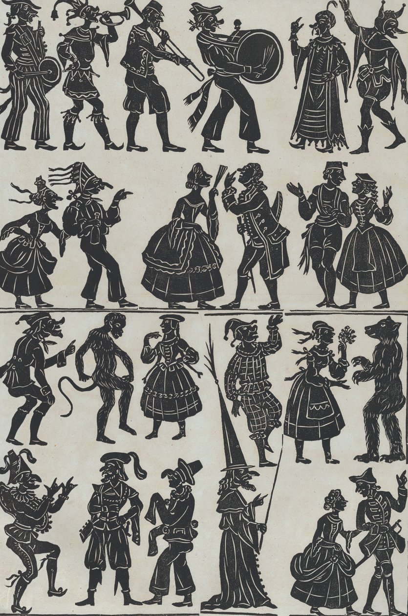 Blatt 7 der Figuren für chinesische Schattenspiele, 1859 von Juan Llorens