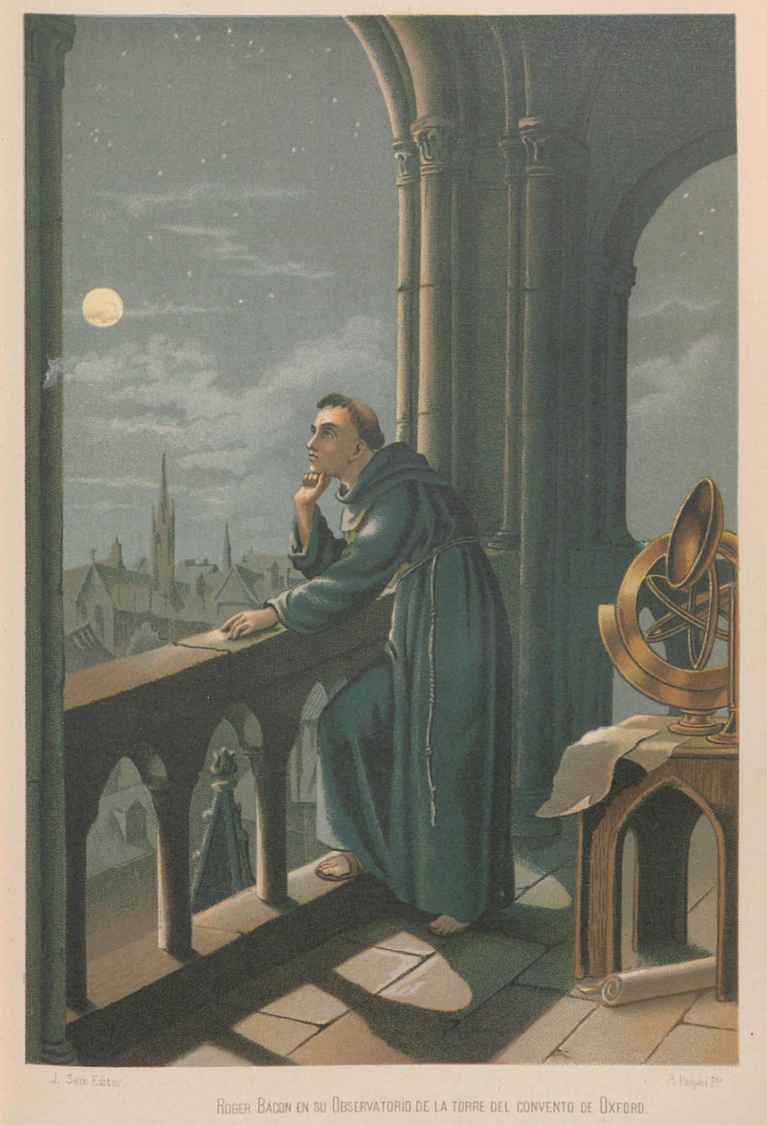 Roger Bacon. Aus: La ciencia y sus hombres, 1879 von Juan Planella y Rodríguez